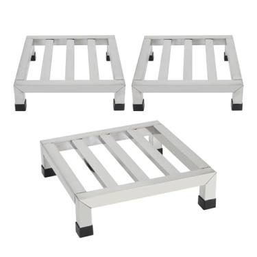 Imagem de KVMORZE Dunnage Rack 35 cm C x 35 cm L x 11 cm A, rack de aço inoxidável Dunnage Rack grande capacidade armazenamento comercial serviço de chão de alimentos prateleiras de armazenamento em