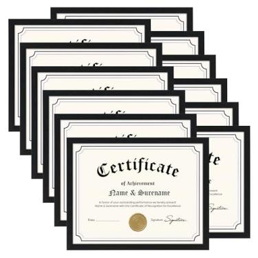 Imagem de Lyeasw Moldura preta de 21 x 27 cm, pacote com 12, molduras para diploma de 21 x 28 cm, grão de madeira fosca, moldura de certificado para presentes de formatura, prêmios, documentos tamanho carta