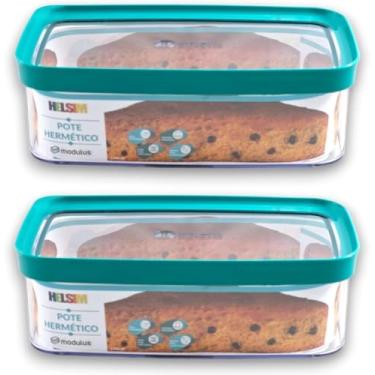 Imagem de Potes Herméticos para Bolo, Acrílico Transparente Helsim 1,5 Litros, Kit com 2 Unidades (Verde)