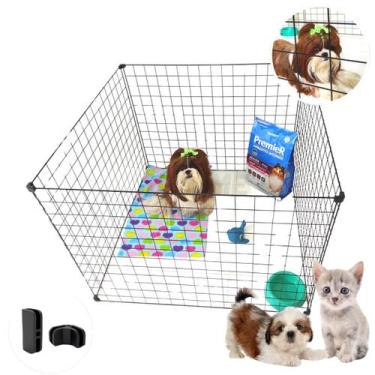 Imagem de Cercado 4 Telas Tela Aramada 60x80cm Pet Coelho Cachorro Gato Portátil