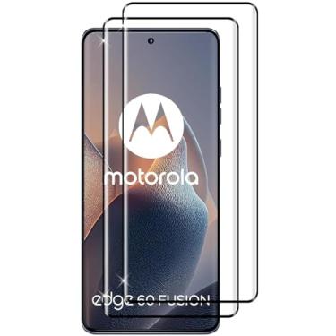 Imagem de Guizzcg Pacote com 2 protetores de tela para Motorola Edge 60 Pro, 2 protetores de tela de vidro temperado, compatível com capas, resistente a arranhões, transparente, preto transparente