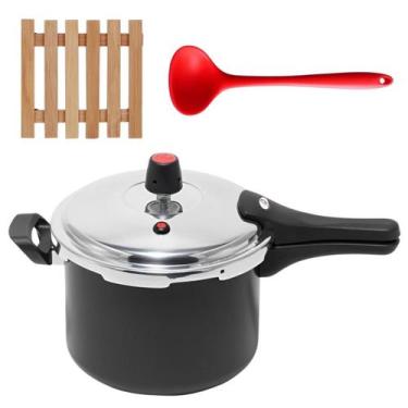 Imagem de Panela Pressão 4,5L Fechamento Externo + Descanso + Concha - Marcolar