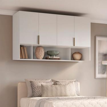 Imagem de Guarda-Roupa Modulado Aéreo Altezza Clean 4 Portas Branco 170 cm