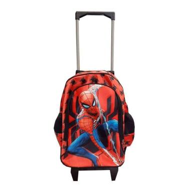 Imagem de Mochila Escolar Infantil Com Rodinhas Spider Man Vermelho - Gv Bolsas