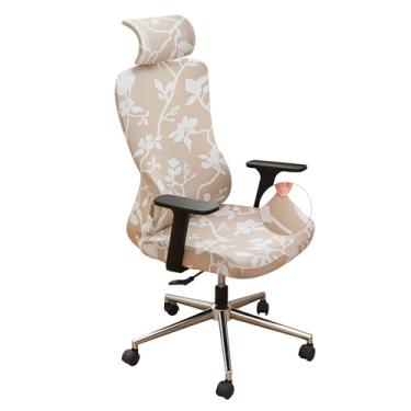 Imagem de EVOLLER Conjunto de capas ergonômicas para cadeira de escritório com capa de encosto de cabeça floral, 2 peças elásticas, para cadeira de escritório, computador e encosto de cabeça, laváveis