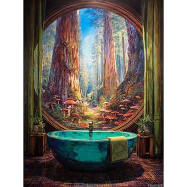 Imagem de PUAGEMTI Kits de arte de diamante de banheira para adultos, kits de pintura de diamante de banheiro 5D, faça você mesmo, arte de diamante, kits de arte de diamante para iniciantes presentes para