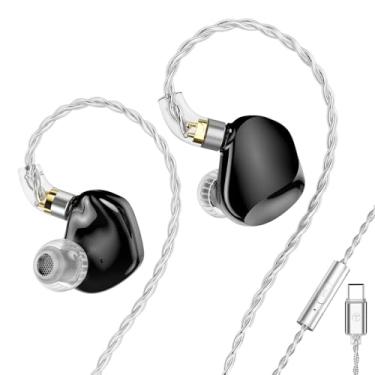 Imagem de TRN Fones de ouvido com fio com plugue tipo C, fones de ouvido estéreo HiFi para iPhone/Samsung/Android, acabamento metálico elegante, fone de ouvido intra-auricular com isolamento de ruído, leve e
