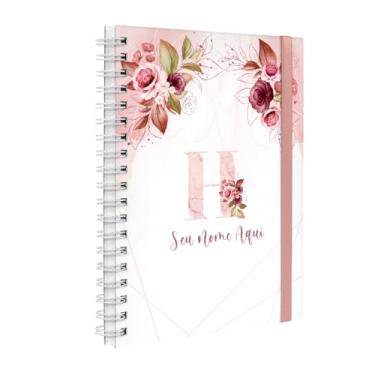 Imagem de Agenda Planner Semanal Plus 2026 Personalizada Monograma Floral Letra H (Branco E Rosa)