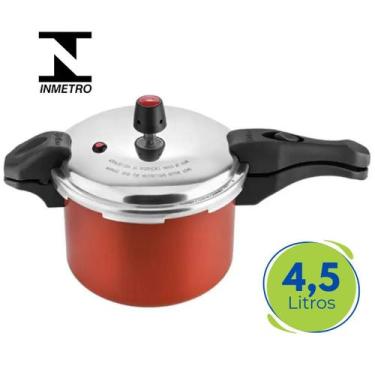 Imagem de Panela De Pressão 4,5 Litros Fechamento Externo Alumínio Polida Bordô 
