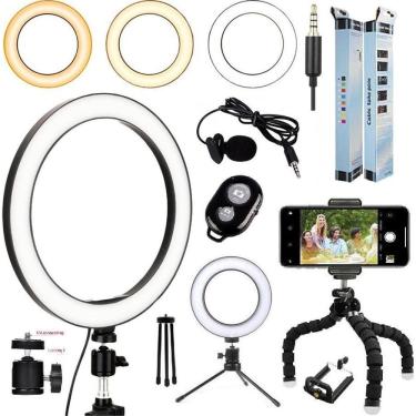 Imagem de Kit Youtuber Microfone Lapela Celular Iluminador Ring Light