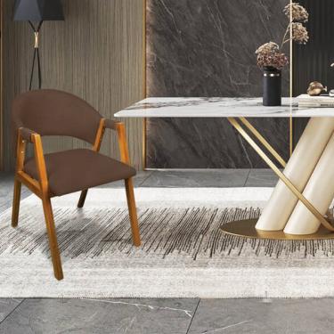 Imagem de Cadeira Sala De Jantar Em Madeira Yara Suede Marrom D03 - D'r