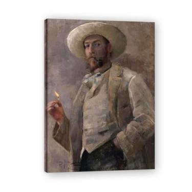 Imagem de Impressão em tela Burning Matches John Lavery Irish Realist Portrait & War Scenes – Arte de parede vintage para casa emoldurada 59,98 x 84,1 cm