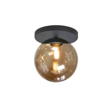 Imagem de Plafon Jabuticaba Preto Fosco - Metal/Vidro 12,5cm