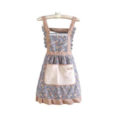 Imagem de Avental De Cozinha Floral Feminino Com Bolso Ajustável Avental De Chef