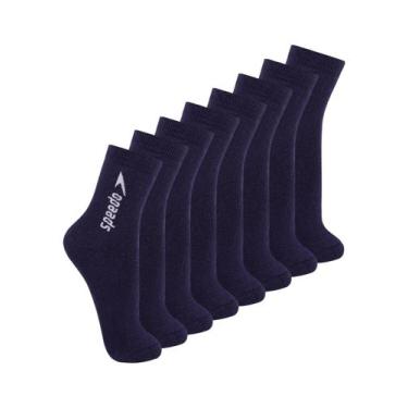 Imagem de Kit com 8 Pares de Meias Esportiva Cano Médio Speedo 8032, Azul marinh