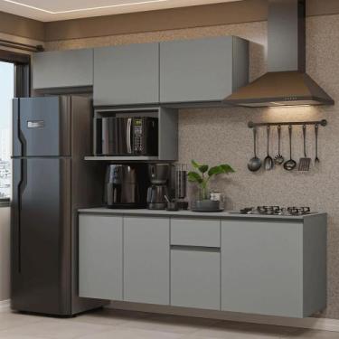 Imagem de Armário de Cozinha Completa 240 cm Suspensa Nice Madesa 07, Cinza