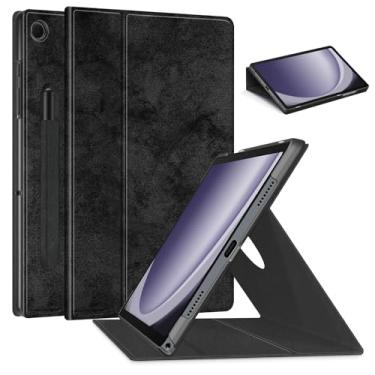 Imagem de HEISHAYU Capa para Samsung Galaxy Tab A9+ / A9 Plus 11 polegadas 5G 2023 SM-X210/X215/X216/X218, capa protetora giratória 360 com hibernar/despertar automático, preta