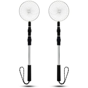 Imagem de 2 Pçs Peneira de Areia de Praia Telescópica de Aço Inoxidável Ferramenta de Peneira de Dentes de Tubarão Leve Pá de Areia Peneira de Vidro do Mar para Coletar Concha Pedra do Mar ○ (Grande 2 Peças)