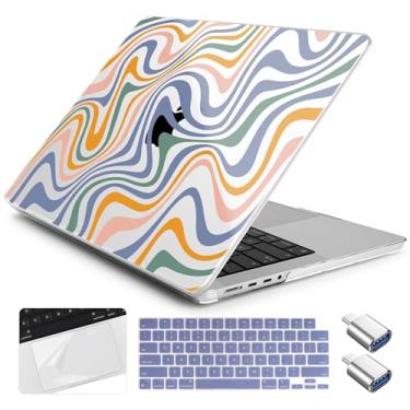 Imagem de Yebiseven Capa para MacBook Pro M4 de 14 polegadas 2025 2024 2023 2021 modelo A3112/A3401/A3185/A2918/A2992/A2779/A2442 M3 M2 M1, capa rígida com capa de teclado + filme trackpad + adaptador OTG