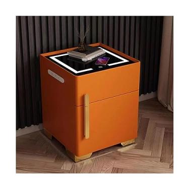 Imagem de Armário de cabeceira inteligente, cofre, mesa de cabeceira moderna de madeira com carregamento sem fio para quarto, melhore seu quarto com conveniência e estilo