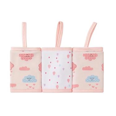 Imagem de Kit 3 Paninhos de Boca Bebê 100% Algodão Malha com Prendedor de Chupeta 28x28cm – Toalhinha Suave, Absorvente e Confortável
