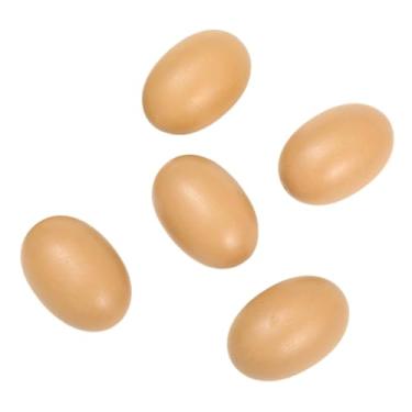 Imagem de oshhni 5 peças de ovos de madeira pintáveis acessórios para galinheiro de madeira grafite manual ovos de páscoa faça você mesmo para artesanato crianças