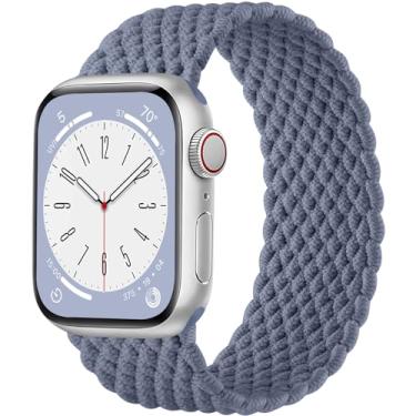 Imagem de Zedoli Pulseira De Nylon Trançada Elástica Compatível Com Apple Watch Series 10, 9, 8, 7, 6, 5, 4, 3, 2, 1, Se, 38 Mm, 40 41 42 44 45 46 Mm E 49 Azul Cinza