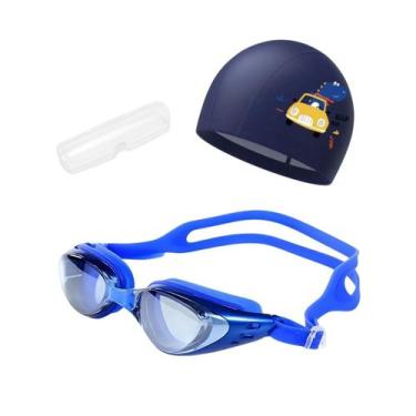 Imagem de Kit Óculos, Estojo e Touca de Natação Infantil Hero Band, Azul bic car