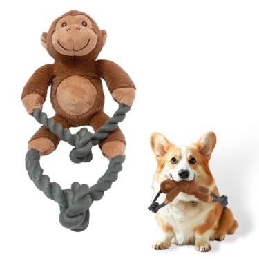 Imagem de Kattypet Brinquedos de pelúcia para cães – Brinquedo durável de animais fofos para brincar em ambientes internos com cães pequenos, médios e grandes (macaco), rosa