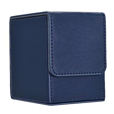 Imagem de Zettokete MTG Deck Box with 2 Dividers, Large Capacity Commander Deck Box Fits 100+ Double-Sleeved Cards, PU Leather Card Case Compatible with Magic Commander YuGiOh TCG CCG, Blue