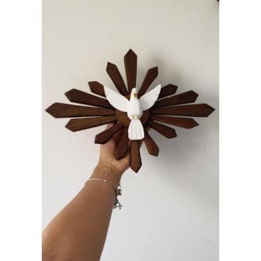 Imagem de Divino Espirito Santo em Madeira 35 x 25 cm - Divinas Artes