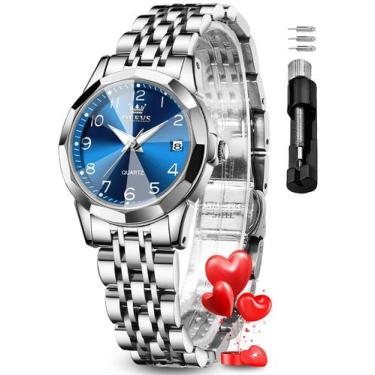 Imagem de Relógio OLEVS Blue Fashion Dress Diamond Women à prova d'água