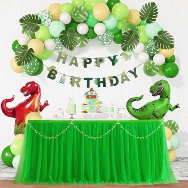 Imagem de Albassa Saia de mesa de tule verde para mesas retangulares ou redondas chá de bebê 1,8 m Toalha de mesa tutu com babados verdes para decorações de festa