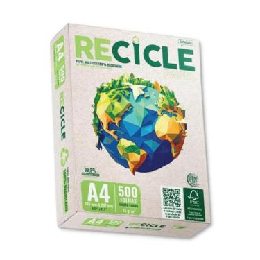 Imagem de Papel Sulfite A4 75g Reciclado Jandaia pacote com 500 folhas