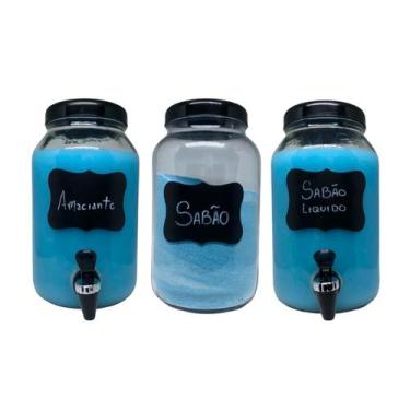 Imagem de Kit lavanderia 2 recipientes com torneira sabão liquido e amaciante, 1