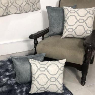 Imagem de Combo Cortina Sala Estampada 2,00x1,70m + 4 Almofadas Cheias - Angel D