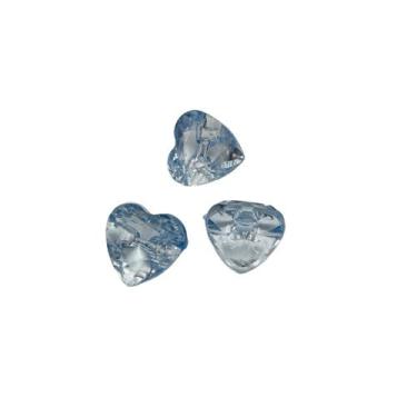 Imagem de Botão Coração Facetado Azul Transparente 12x7mm 50pçs 30g - Macall