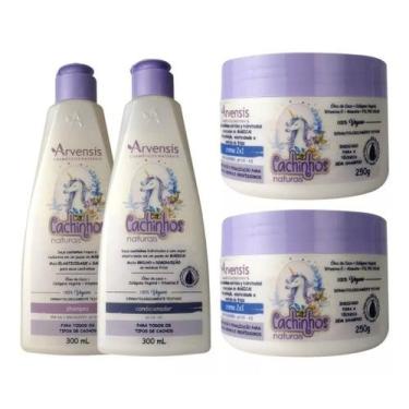 Imagem de Kit Arvensis Cachinhos Shampoo Condicionador 2 Creme 2X1