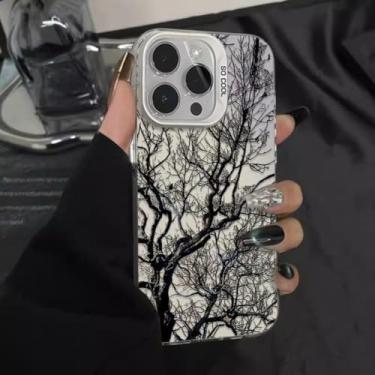 Imagem de MVVKKY Capa protetora com padrão de árvore galvanizada para Samsung S24 Plus (para Samsung S24 Plus/branco)