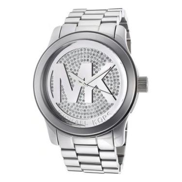 Imagem de Relógio MichaelKors Mk5544 Bradshaw Logo Prateado Mm 45 Completo Lindo