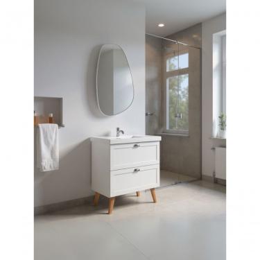 Imagem de Gabinete Para Banheiro Com Cuba E Espelho Organico 80cm Retro Mdf Branco Milano - On Móveis