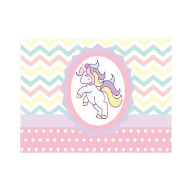 Imagem de Painel de Tecido Sublimado Unicórnio Arco Íris Rosa - Fabrika de festa