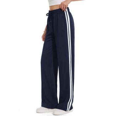 Imagem de Calça esportiva feminina Tapata, perna reta, solta, azul marinho M
