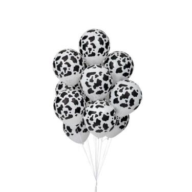 Imagem de BALÃO DECORADO VACA MALHADA - BRANCO COM PRETO - PIC PIC Nº 10 - Pacot