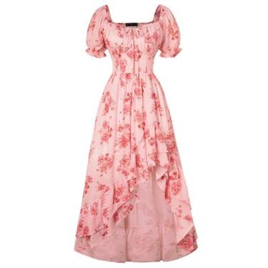 Imagem de Vestido: espartilho Scarlet Darkness, rosa, floral, chiffon, verão
