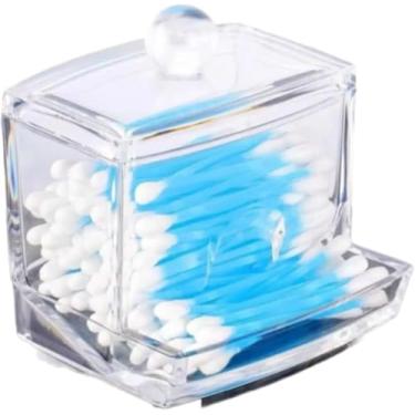 Imagem de Elegante Porta Cotonete em Acrílico com Tampa para Banheiro Dispenser de Hastes de Cotonete e Algodão com Organização Praticidade Toque de Luxo