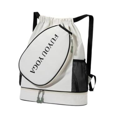 Imagem de UGPLM Bolsa de tênis, mochila de tênis, estojo de transporte, mochila com compartimento para sapatos, bolsa para raquete de badminton para de badminton, Branco
