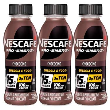Imagem de Kit 3 Suplemento Alimentar Nescafé Pro-Energy 15g de Proteína Chococin