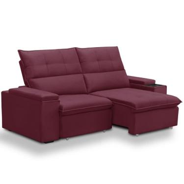 Imagem de Sofá Retrátil Reclinável Para Sala 3 Lugares 230cm Niels F04 Veludo Vermelho - Lyam Decor