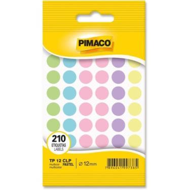 Imagem de Etiqueta Lisa com Formas TP-12 Colorida Pastel RED. 12M - Pimaco
